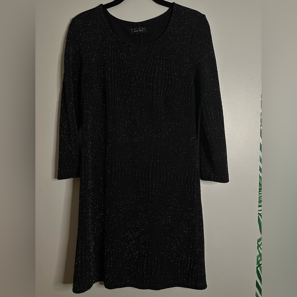Trixxi Black Glitter Bodycon Mini Party Dress (L)